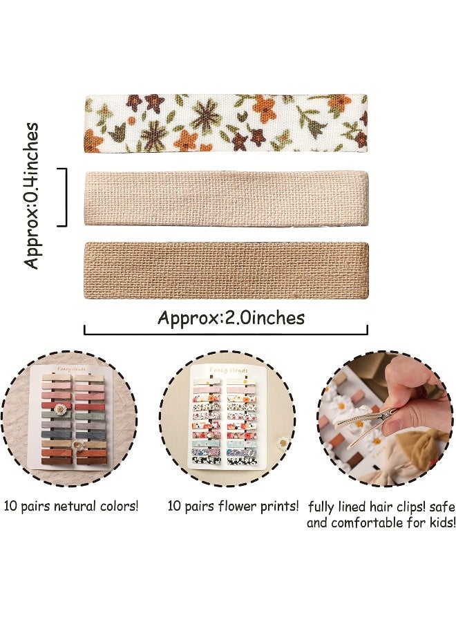 Fancy Clouds Hair Clips for Women and Girls, Assorted 40 pcs Flower Print and Neutral Color Handmade Barrettes - Image 2